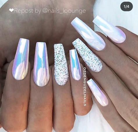 Winter Nail Art Designs, Nails With Glitter, Art Designs Ideas, Chrome Nails Designs, Winter Nails Acrylic, Winter Nail Art, Winter Nail Designs, Winter Nail, Silver Nails