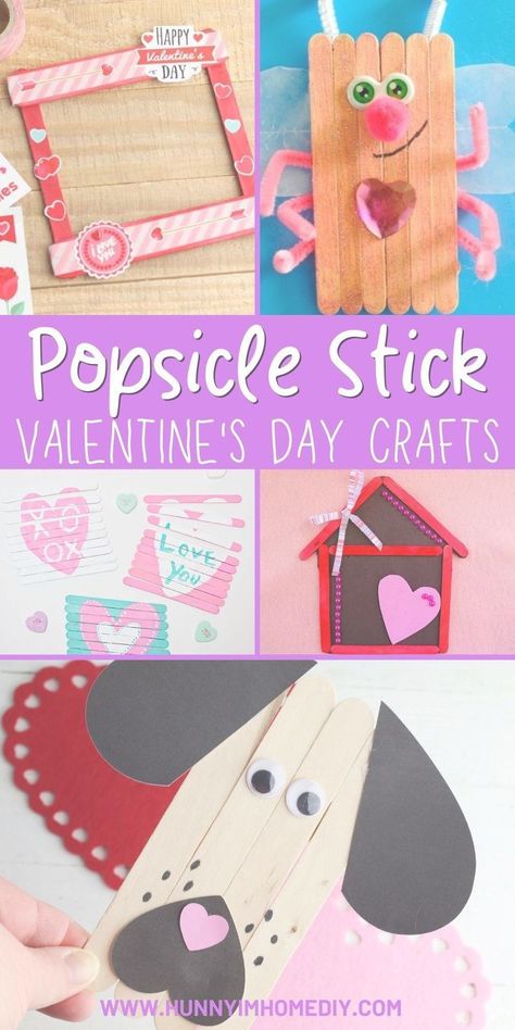 Popsicle Stick Valentine Crafts, Valentine Popsicle, Stick Crafts For Kids, Toddler Valentine Crafts, Popsicle Stick Crafts For Kids, Kindergarten Valentines, Monster Craft, Valentine's Day Crafts, Easy Valentine Crafts