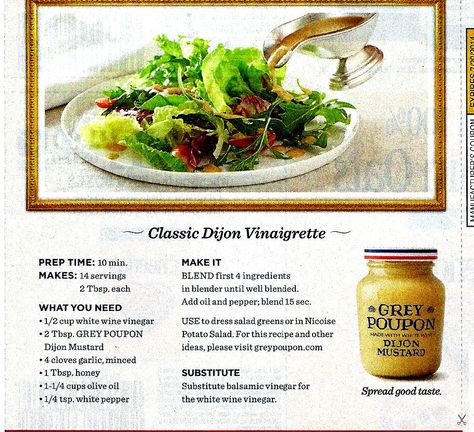 Classic Dijon Vinaigrette - made with Grey Poupon Grey Poupon Recipes, Grey Poupon Salad Dressing, Grey Poupon, Dijon Vinaigrette, Vinegar Uses, Vinaigrette Recipes, Homemade Sauce, Green Salad, Salad Dressing