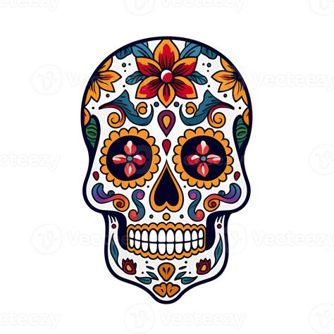 Cartoon Style Candy Skull Day of the Dead Candy Skull Halloween Candy Skull No Background Perfect for Print on demand Merchandise AI Generative Stencil Outline, Candy Skull, Scary Pumpkin Carving, Skull Day Of The Dead, Sugar Skull Design, Candy Skulls, Tattoo Stencil Outline, Skull Halloween, Scary Pumpkin