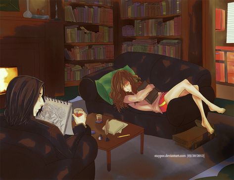 When she is sleeping... Hermione Granger Fan Art, Severus Snape Hermione Granger, Severus Snape Art, Ron Y Hermione, Snape Fan Art, Snape And Hermione, Easy Dragon Drawings, Severus Snape Fanart, Harry Potter Severus