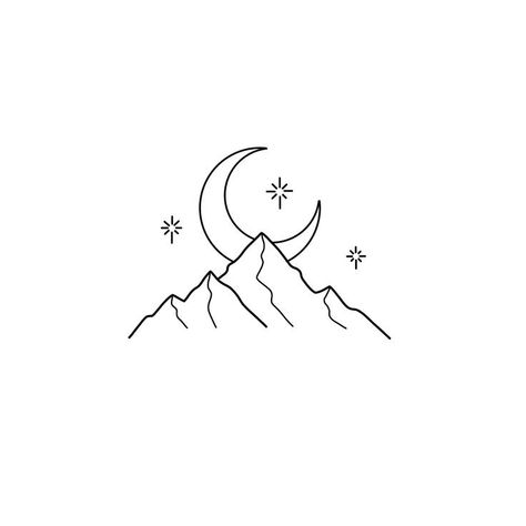 Mountain And Moon Tattoo Simple, Basic Mountain Tattoo, Mountain Outline Tattoo Simple, Colorado Tattoo Ideas Simple, Small Volcano Tattoo, Mountain And Moon Tattoo, Acotar Mountain Tattoo, Mountain Templates, Acotar Mountain