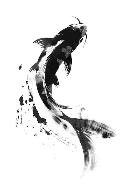 Photo carpe koi japonaise dessinée à l'e... | Premium Photo #Freepik #photo #rouge #eau #nature #signe Japanese Carp Art, Black Koi Tattoo, Fish Art Illustration, Sumie Art, Koi Fish Illustration, Tattoo Koi, Black Koi Fish, Convention Tattoo, Carp Tattoo