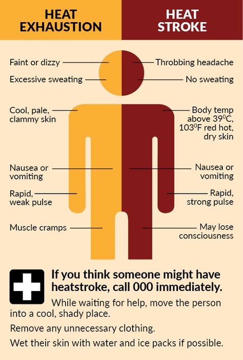 Heat Stroke vs. Heat Exhaustion - symptoms and first aid Exhaustion Symptoms, Safety Hacks, Throbbing Headache, Healing Yourself, Heat Exhaustion, Hand Health, First Aid Tips, Light Temperature, Medical Posters