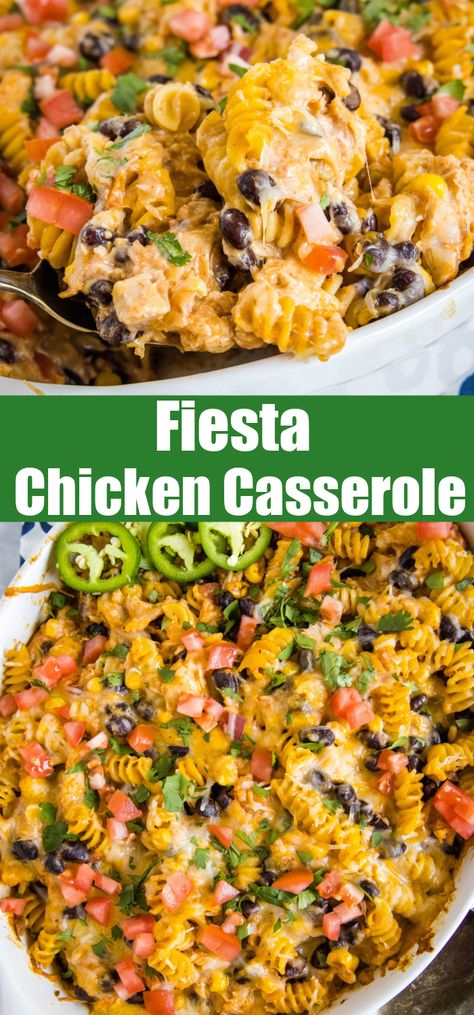 Southwest Chicken Dinner Ideas, Chicken Fiesta Pasta, Texmex Casserole Easy Recipes, Chicken Tex Mex Casserole, Mexican Chicken Pasta Bake, Southwest Chicken Casserole Crockpot, Mexican Noodle Casserole, Fiesta Chicken Casserole Recipes, Chicken Fiesta Casserole