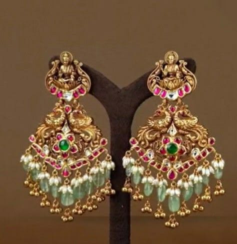 Beads Earrings Gold Indian, Kundan Chandbali Earrings Gold, Gold Jhumki Indian Jewelry, Buttalu Earrings Gold, Bridal Earrings Indian, Chandbali Earrings Gold, Temple Jewellery Jhumkas, Kundan Jhumka Earrings, Temple Jewellery Earrings