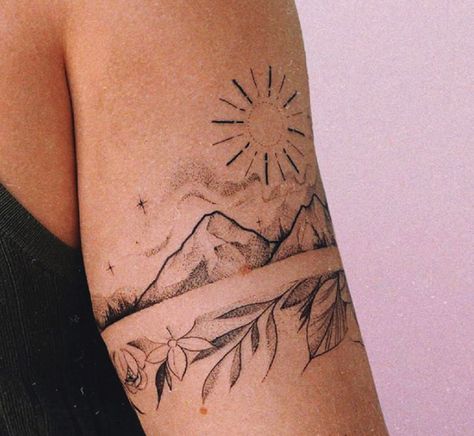 Moutain Tattoos, Western Tattoos, Inspiration Tattoos, Band Tattoo, Time Tattoos, Elegant Tattoos, Nature Tattoos, Feminine Tattoos, Dope Tattoos