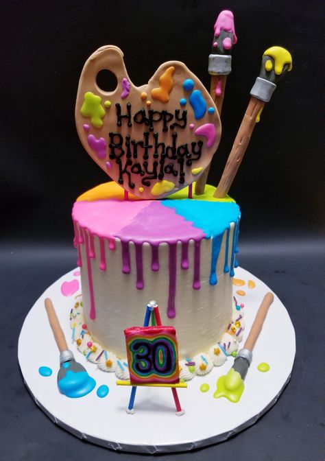 Art Birthday Cake, Cake Competition, Nursing Cake, Artist Cake, Inside Cake, Splash Party, Cake Liner, Cake Illustration, Painting Birthday