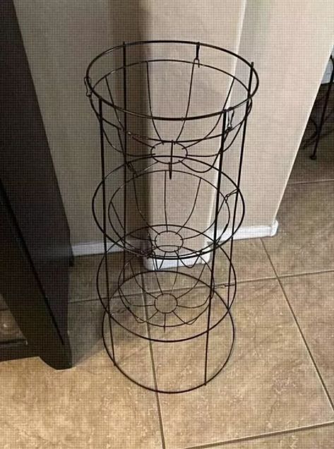 3 Tier Basket Stand, Tiered Basket Stand, Dollar Tree Baskets, Store Fruit, Dollar Tree Hacks, Beautifully Organized, Tomato Cages, Fruit Stands, Diy Basket