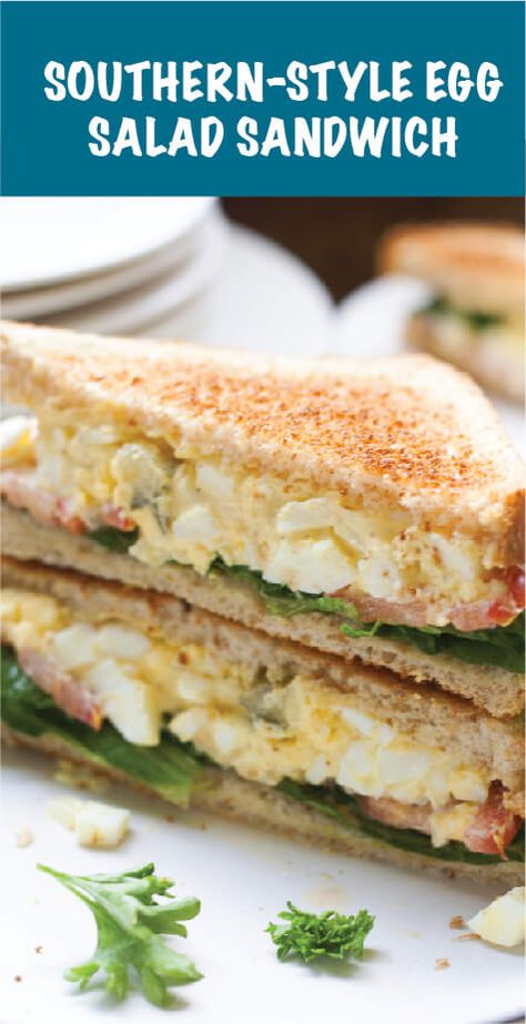 SOUTHERN-STYLE EGG SALAD SANDWICH Southern Egg Salad, Sliders Recipes, Egg Salad Sandwich Recipe, Egg Salad Sandwich, Tasty Lunch, Egg Sandwich, Egg Salad Sandwiches, Egg Salad Recipe, Lunch Recipe