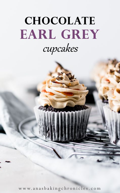 Earl Grey Buttercream Frosting, Earl Grey Frosting, Earl Grey Buttercream, Earl Grey Cupcakes, Earl Grey Chocolate, Moist Chocolate Cupcakes, Coconut Hot Chocolate, Chocolate Cupcakes Moist, Cap Cake