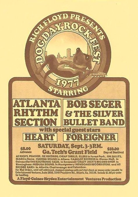 Atlanta Rhythm Section, Song Lyric Posters, Vintage Concert Posters, Music Concert Posters, Vintage Music Posters, Concert Flyer, Classic Rock Bands, Bob Seger, Rock N Roll Music