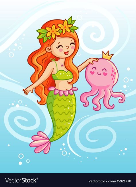 Underwater Drawing, Water Vector, Mermaid Drawing, Mermaid Painting, Mermaid Drawings, Cute Mermaid, Drawings For Kids, Mermaid Coloring, Sea Theme