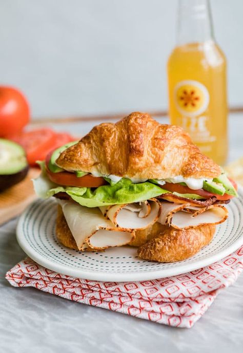 Turkey BLT Croissant Sandwich | Culinary Hill Blt Croissant Sandwich, Easy Last Minute Dinner, Turkey Avocado, Avocado Blt, Make This, Croissant Sandwich, Goddess Dressing, Gourmet Sandwiches, Dinner Sandwiches