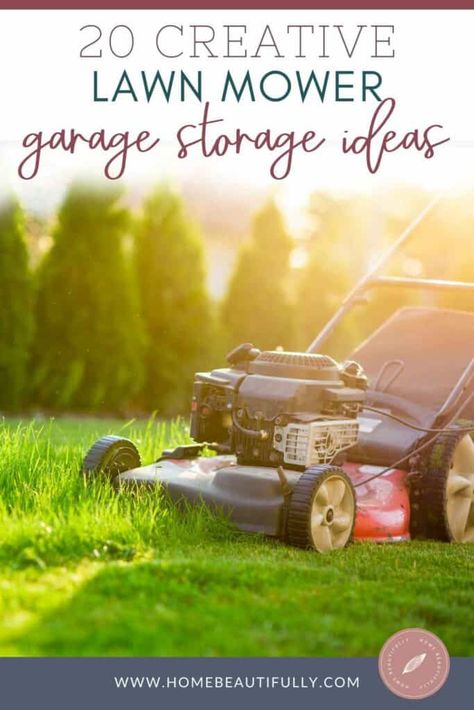 Lawn Equipment Storage, Mower Storage, Mini Shed, Spring Lawn Care, Lawn Mower Storage, Garage Storage Ideas, Lawn Mowing, Landscape Maintenance, Garden Power Tools