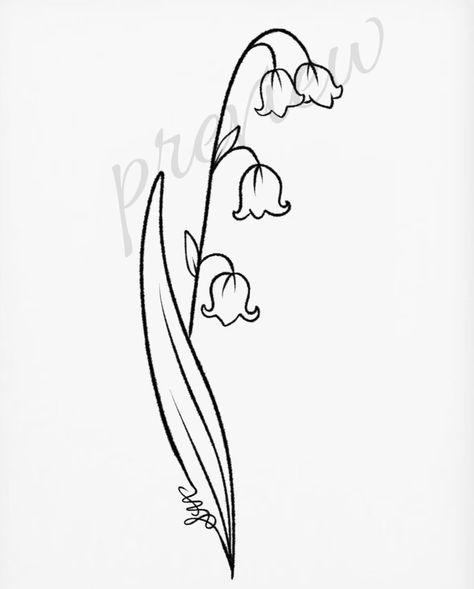 Lily Of The Valley Outline, Lily Of The Valley Art, Lilly Of The Valley Drawing Art, Lily Drawing Simple, Lilly Of The Valleys, Lily Of The Valley Aesthetic, Lily Of The Valley Drawing, Lily Pad Tattoo, Feminist Tattoo