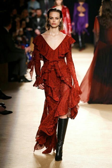 Red Style Aesthetic, Persephone Style, Red Runway Fashion, Vamp Outfit, Dark Red Fashion, Red Runway, Red Boho Dress, Vampire Fashion, Pirate Fashion