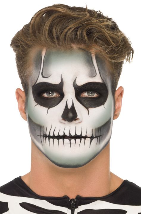 Glow in the Dark Skeleton Make-Up Kit - this would be cool to use to create a Jack Skellington face too! #Halloween #costumes #skeletons Skeleton Face Paint, Maquillage Halloween Simple, Glow In The Dark Skeleton, Make Up Kits, Dark Skeleton, Skeleton Face, Classic Halloween Costumes, Creepy Halloween Makeup, Cute Halloween Makeup