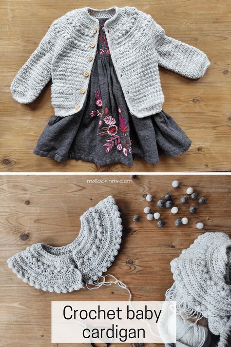 Crochet baby sweater - Forest Fairy cardigan - mallooknits.com Fairy Cardigan, Crochet Baby Cardigan Free Pattern, Baby Cardigan Pattern Crochet, Diy Crochet Sweater, Crochet Cardigan Tutorial, Crochet Baby Projects, Crochet Cardigan Free, Crochet Baby Sweater Pattern, Crochet Baby Jacket