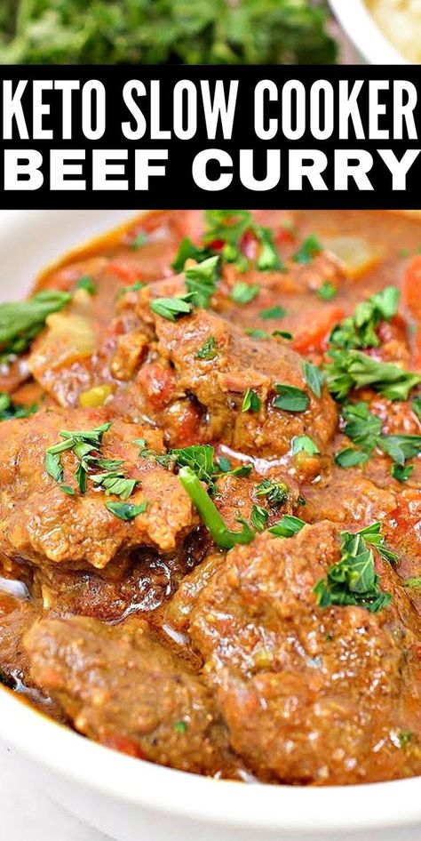 Keto Slow Cooker Beef, Slow Cooker Curry Recipes, Keto Beef Stew, Slow Cooker Beef Curry, Keto Slow Cooker, Beef Curry Recipe, Slow Cooker Curry, Keto Beef, Low Carb Slow Cooker