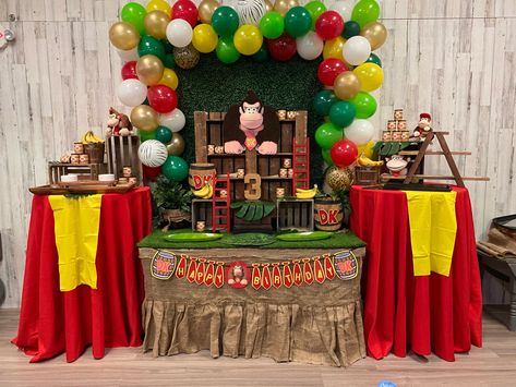 Donkey Kong Decor, Donkey Kong Party Decorations, Donkey Kong Decorations, Donkey Kong Birthday Party Decorations, Donkey Kong Party Ideas, Donkey Kong Birthday Party, Donkey Kong Party, Twin Birthday Themes, Don King