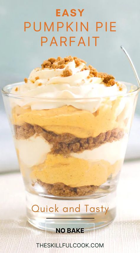 A no-bake pumpkin pie parfait layered with gingersnap cookies and cream in a mason jar, perfect for fall desserts. Pumpkin Trifles, Pumpkin Deserts, Pumpkin Cream Pie, Dessert Pumpkin, Gingersnap Cookies, Mason Jar Desserts, Pie Thanksgiving, Pumpkin Cream Cheese Pumpkin Pie Mason Jars, Pumpkin Pie Cheesecake Parfait, No Bake Pumpkin Parfait, Pumpkin Pie Greek Yogurt Parfaits, Mini Pumpkin Trifles, Pumpkin Dessert In A Cup, Pumpkin Pie Individual Cups, Pumpkin Pudding Parfait, No Bake Pumpkin Puree Recipes