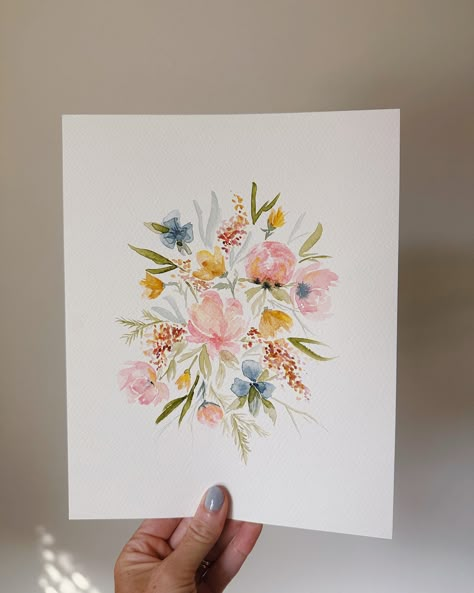 This listing is for an original 8x10 custom watercolor floral bouquet.  Included any specific flowers, colors, orientation desired upon ordering your custom painting. Painted Flower Bouquets, Watercolor Floral Bouquet, Flower Watercolor Paintings, Watercolor Flower Card, Flower Bouquet Watercolor, Watercolor Flower Bouquet, Watercolor Paintings For Beginners, Flower Art Drawing, Pink Watercolor Flower