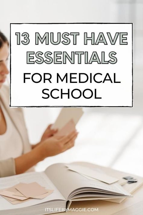 Studying For Medical School, Stationary For Medical Students, Med School Necessities, Medical School Desk, Med School Supplies, Medical Student Must Haves, Medical School Supplies, Np School Essentials, Medical Student Essentials