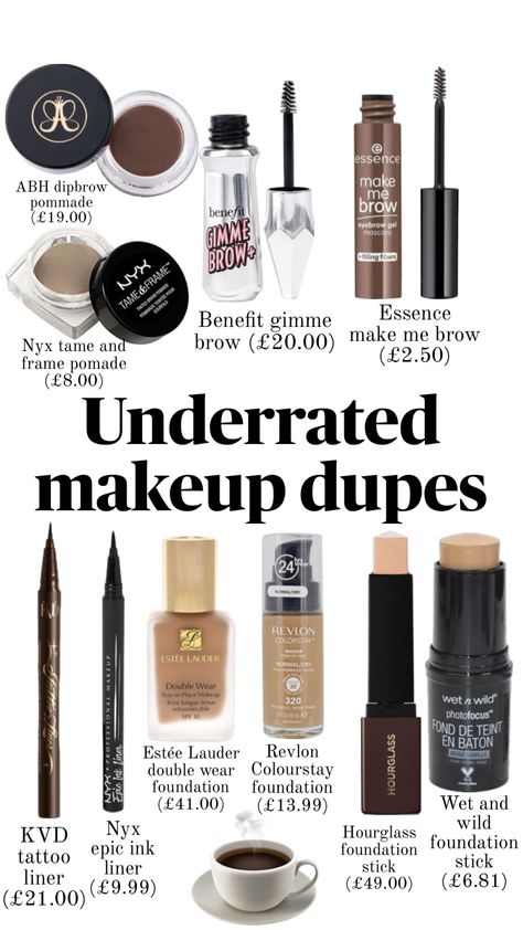 Underrated makeup dupes #dupes #makeup #affordable Affordable Makeup Products, Makeup Bag Essentials, Love Hate Relationship, Makeup Artist Tips, Makeup And Beauty Blog, Makeup Help, Eye Makeup Pictures, Face Makeup Tips, The Best Makeup