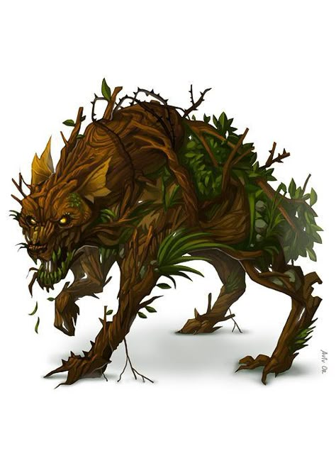 werebush Fantasy Plant Animals, Plant Monster Concept Art, Plant Humanoid, Jungle Monster, Plant Monsters, Tree Monster, Plant Monster, Virtual Tabletop, Beast Creature