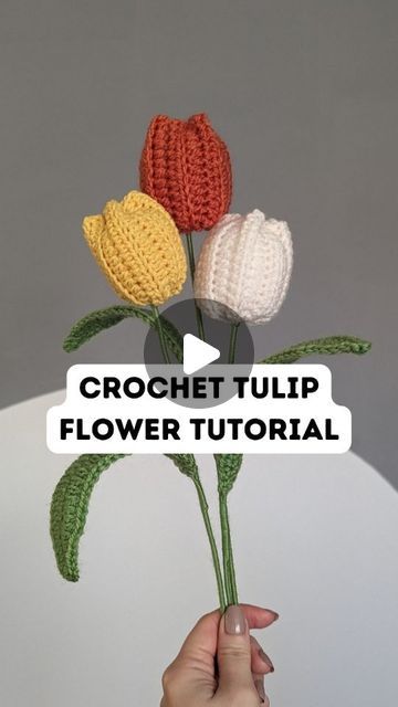 Brunaticality on Instagram: "How to Crochet Tulips Step-by-Step | Perfect for Floral Bouquets Tag me if you make one! 😍 Materials I have used: 📌YARNS: Bravissimo50 - Green Edith - Radical Red Yarn by tessiland.com You can use cotton or acrylic. 📌4mm hook 📌Hot glue 📌Wire cutter 📌Round nose plier 📌 0.5mm Floral Wire 📌2mm florist wire, 40cm long 📌Tape measure 📌Scissors 📌Tapestry needle I'll be sharing more short tutorials here. Don't forget to catch my weekly tutorials on my YouTube channel: Brunaticality. Feel free to follow me and subscribe to explore more fun crochet tutorials! #crochet #crochettulipbouquet #crochettulip" Crochet Tulips Pattern Free, Crochet Tulip Bouquet, Crochet Tulip, Bouquet Tutorial, Round Nose, Easy Crochet Stitches, Tulip Bouquet, Fun Crochet, Red Yarn