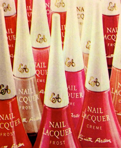 Elizabeth Arden Nail Lacquer, 1971 Lina Lamont, Vintage Beauty Salon, Beauty Package, Groovy Clothes, Pastel Nail Polish, Pastel Nail, Nail Salon Decor, Vintage Nails, Retro Beauty