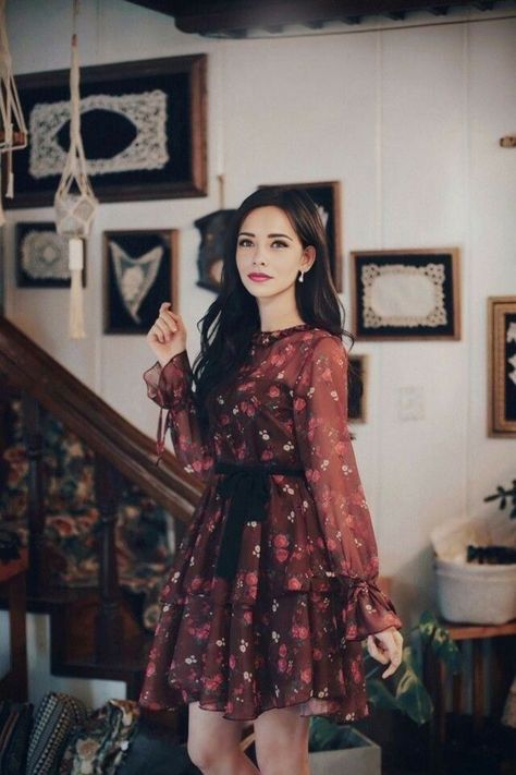 Korean Kurti Design, Korean Frocks For Women, Girls Frock Design, Trendy Dress Outfits, Woman Suit Fashion, Cute Prom Dresses, Korean Fashion Dress, Lace Dress With Sleeves, Classy Dress Outfits