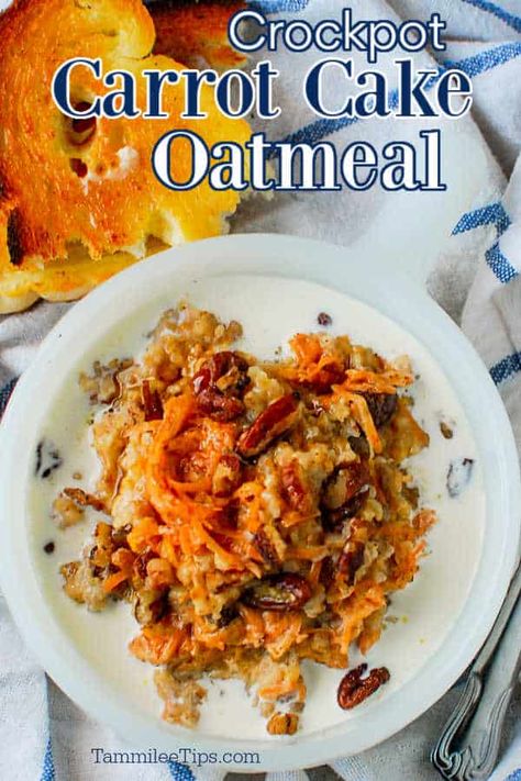 Crockpot Carrots, Crockpot Oatmeal, Sugar Carrots, Breakfast Oatmeal Recipes, Slow Cooker Breakfast, Medicine Tips, Carrot Cake Oatmeal, Oatmeal Recipe, Carrot Cake Recipe