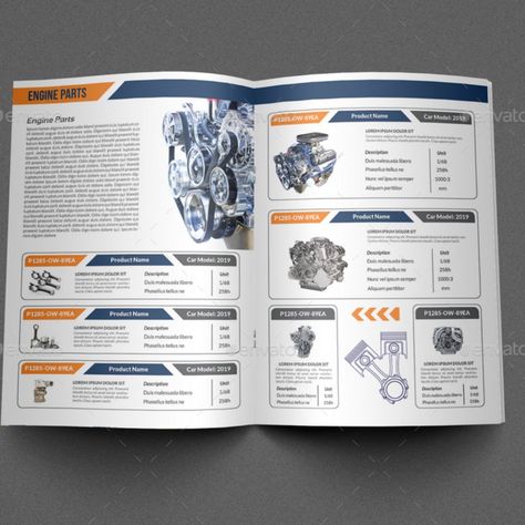 Auto Parts Catalog Brochure Template Vol.2 Catalog Design Layout Products, Catalog Design Layout, Catalog Template, Product Graphic, Template Brochure, Advertisement Template, Bike Stickers, Brochure Layout, Web Design Tips