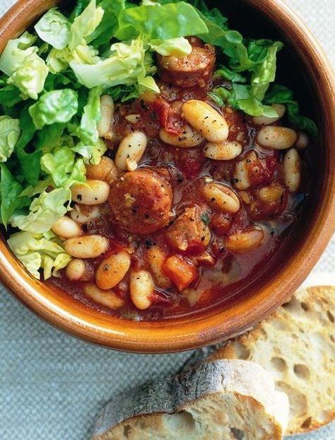 This spicy Iberian stew from "Just One Pot" by Lindsey Bareham (Cassell) is an after-work dream — just 15 minutes to prepare and 15 minutes to cook. Iberian Recipes, Spanish Butter Bean Stew, Liberian Pepper Soup, Classic Spanish Lentil Stew, Chorizo And Beans Stew, Chorizo And Bean Stew, Fisherman’s Stew, Chorizo Stew, La Boqueria Market