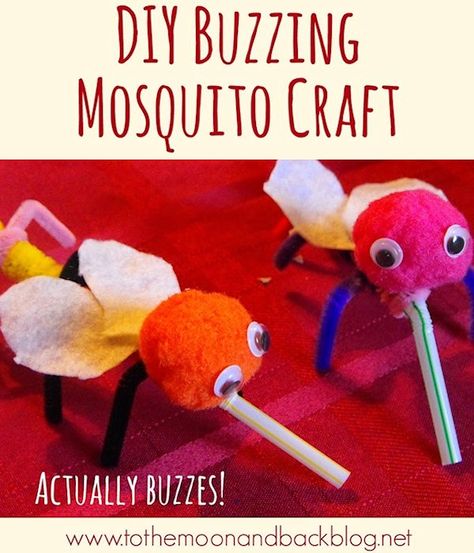 DIY Buzzing Mosquito Craft: We'll have to "improve" it a little to add antennae and three body parts, but it's so cute and easy Mosquito Craft, Lake Crafts, Craft For Children, Bugs Preschool, Insect Crafts, Insects Theme, Ramadan Activities, Bug Crafts, Panama Canal