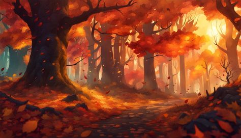 Autumn Forest Drawing, Autumn Forest Illustration, Landscape Drawing Tutorial, Forest Games, Friendly Fox, Forest Drawing, Episode Backgrounds, Fall Forest, Location Inspiration