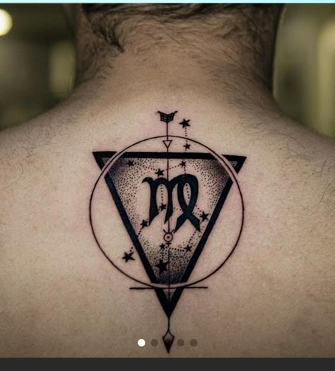 Virgo Sign Tattoo, About Virgo, Virgo Tattoo Designs, Virgo Tattoo, Star Tattoo Designs, Tattoo Inspiration Men, Writing Tattoos, Zodiac Sign Tattoos, Back Of Shoulder Tattoo