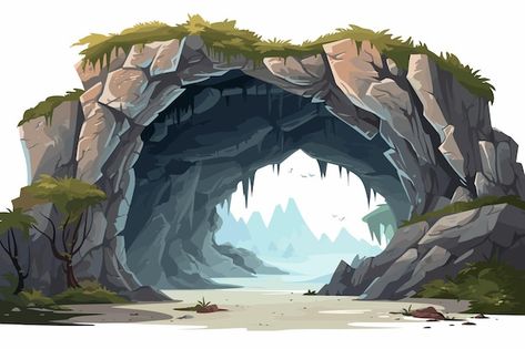 Cave Illustration, Ocean Cave, Marionette Theater, Ideas Background, Autumn Cartoon, 1 Point Perspective, Coffee History, Flat Vector Illustration, Point Perspective