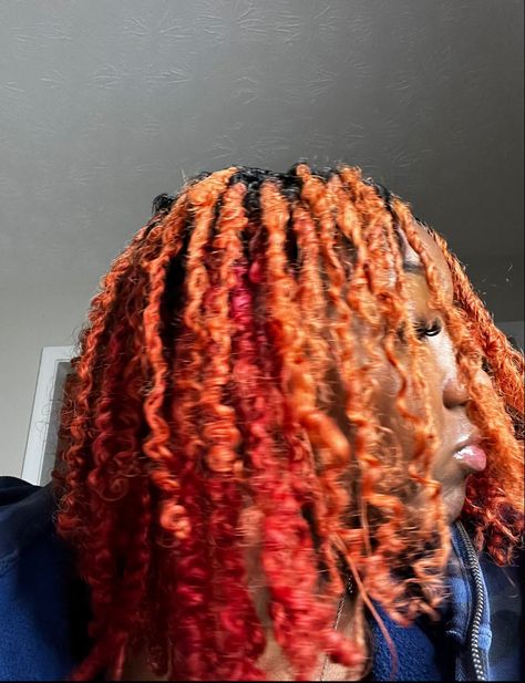 #locs #twostrandtwist #orangelocs #redlocs Red And Blonde Hair Color Locs, Ginger And Red Locs, Dreadlocks Dyed, Dread Colors, Locs Colors, Orange Dreads, Ginger Locs, Black Locs, Loc Colors