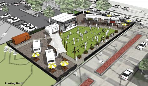 Food Truck Park Design Ideas, Food Truck Park Design, Park Design Ideas, Innovation District, Container Park, Food Truck Park, Truck Garden, Food Court Design, Park Ideas