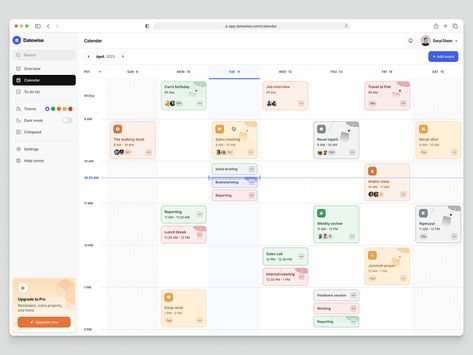 Datewise - Calendar app 📆 by Choirul Syafril for Keitoto on Dribbble Calendar Web Design, Calendar Ui Design, Calender Ui, Checklist App, Big Calendar, What Day Is Today, Figma Design, Full Calendar, Interactive Calendar