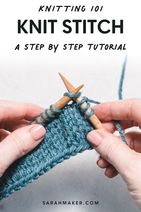 Learn how to knit the knit stitch with easy, step-by-step instructions. How To Knit Stitch Step By Step, Knitting Adding Stitches, How To Knit A Scarf Step By Step, Basic Knit Stitch, How To Pearl Stitch Knitting, How To Knit Stitch, Step By Step Knitting For Beginners, Knitting How To, Learn How To Knit For Beginners