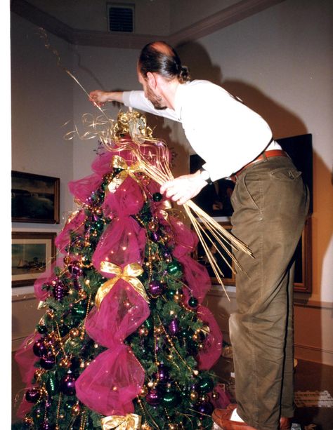 Using tulle to decorate a Christmas tree is something a lot of people are starting to be interested in. In the mid 1980’s and 1990’s I used it to decorate theme trees at the Albany Inst… Christmas Tree With Tulle, Tulle Christmas Trees, Mesh Christmas Tree, Decorate A Christmas Tree, Festival Of Trees, Black Christmas Trees, Wreath Decoration, Christmas Tree Design, Christmas Tree With Gifts