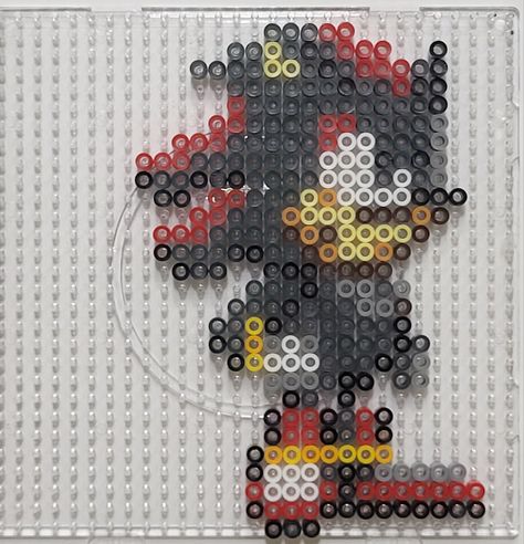 Shadow the Hedgehog Perler Beads Pattern Shadow The Hedgehog Perler Beads, Shadow Perler Beads, Perler Beads Pattern, Perler Ideas, Pearl Beads Pattern, Beads Pattern, Hamma Beads, Fuse Bead Patterns, Sonic And Shadow