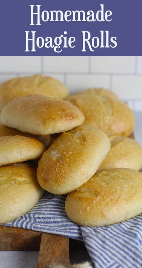 Homemade Hoagie Rolls are delicious, soft-baked rolls made out of the best French bread dough. This simple, 5-ingredient recipe makes the BEST sandwiches, and can be stored in the freezer for several months. Homemade Hoagie Rolls, Hoagie Roll Recipe, Sandwich Roll Recipe, Homesteading Recipes, Bread Yeast, Sandwich Rolls, Lunchbox Recipes, Savory Breads, Scratch Cooking