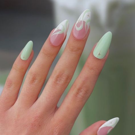 Nail inspo🧁💅🏻 - -dm to place order -follow @nailsecrets.co - Nail kit include - set of 10 nails, nail glue , nail glue tabs, cuticle pusher, filer, alcohol swabs, instructional manual and freebies 💕🍁 - - - - - - - 🏷 #nail #nailart #stickon #stickonnails #customiseablenails #nails #pressonnails #pressons #pressonnailsindia #stickonnailsindia #pressonnailsonsale #supportsmallbusiness #smallbusinessindia #smallbusinessjammu #easypressonnails #pressonjammu Pistachio Nails Design, Pistachio Green Nails, Pistachio Nails, Twinkle Nails, Beach Themed Nails, Autumn Nail Art, Seashell Nails, Colored Nail Tips, Kids Nail Designs