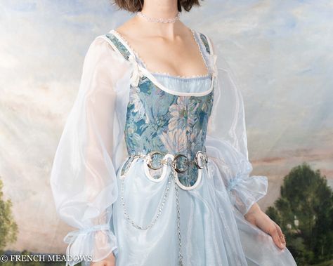 Light Blue Fantasy Dress, Clouds Outfit, French Meadows, Cloud Kingdom, Blue Skirt Outfits, Cloud Dress, 18th Century Stays, Fire Aesthetic, Ikemen Prince