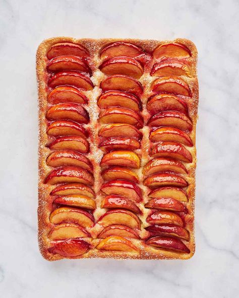 Baltimore Peach Cake Recipe, Yeasted Cake, Peach Cake Recipes, Martha Stewart Recipes, Peach Cake, Fresh Peaches, Sheet Cakes, Peach Recipe, Sweet Breads